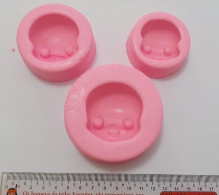 MOLDE SILICONE TRIO DE CABECINHAS FOFINHAS
