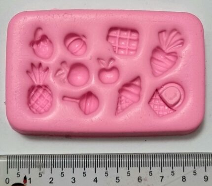 MOLDE SILICONE APLIQUE FRUTINHAS E DOCES