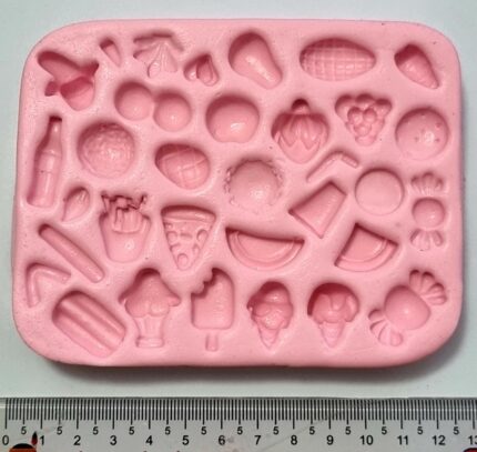 MOLDE SILICONE APLIQUE ALIMENTOS E GULOSEIMAS