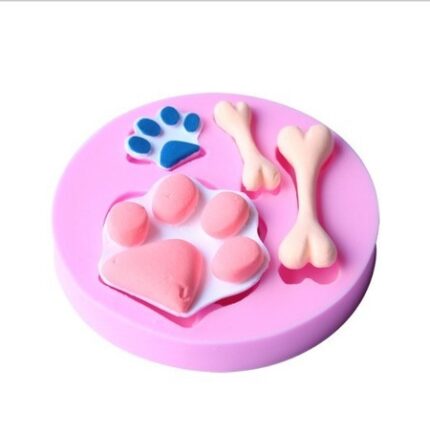Molde silicone modelo patas e ossos cachorro
