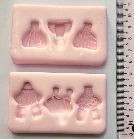 MOLDE SILICONE APLIQUE LAÇOS PRINCESINHAS E VESTIDOS 02 MOLDES