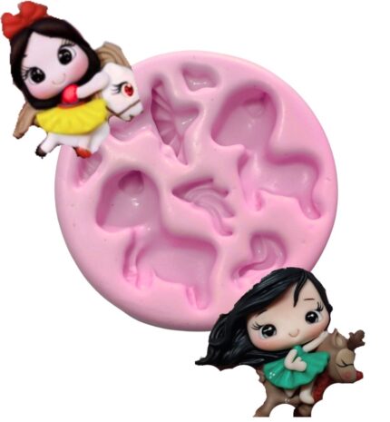 Molde Silicone Aplique Princesa Montaria E Unicórnio
